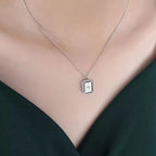 Fading Water Drop Square Star Zircon 18K Gold Plated Stainless Steel Non Tarnish Pendant Custom Necklace Logo My Store