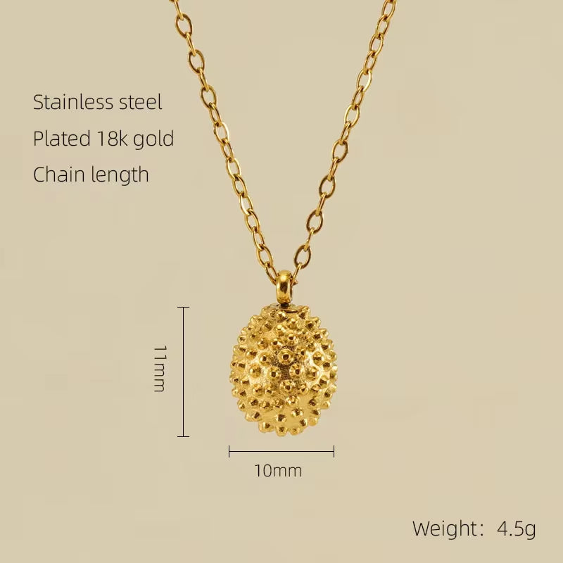 Vintage 18K Gold Necklace Fashion Stainless Steel Choker Necklace Trendy Shell Rose Pendant Necklace for Women My Store