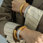 JEWELRY SZ12 Fashion Wide Face Colorblock Bangles Stretchy Snake Bone Hip Hop Style Bangles My Store