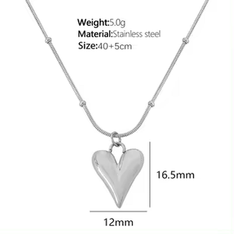 JEWELRY XL89-EH256 Simple Fresh Scenic Face Heart Necklace Earrings Heart Shape Texture Earrings Collarbone Chain Set My Store