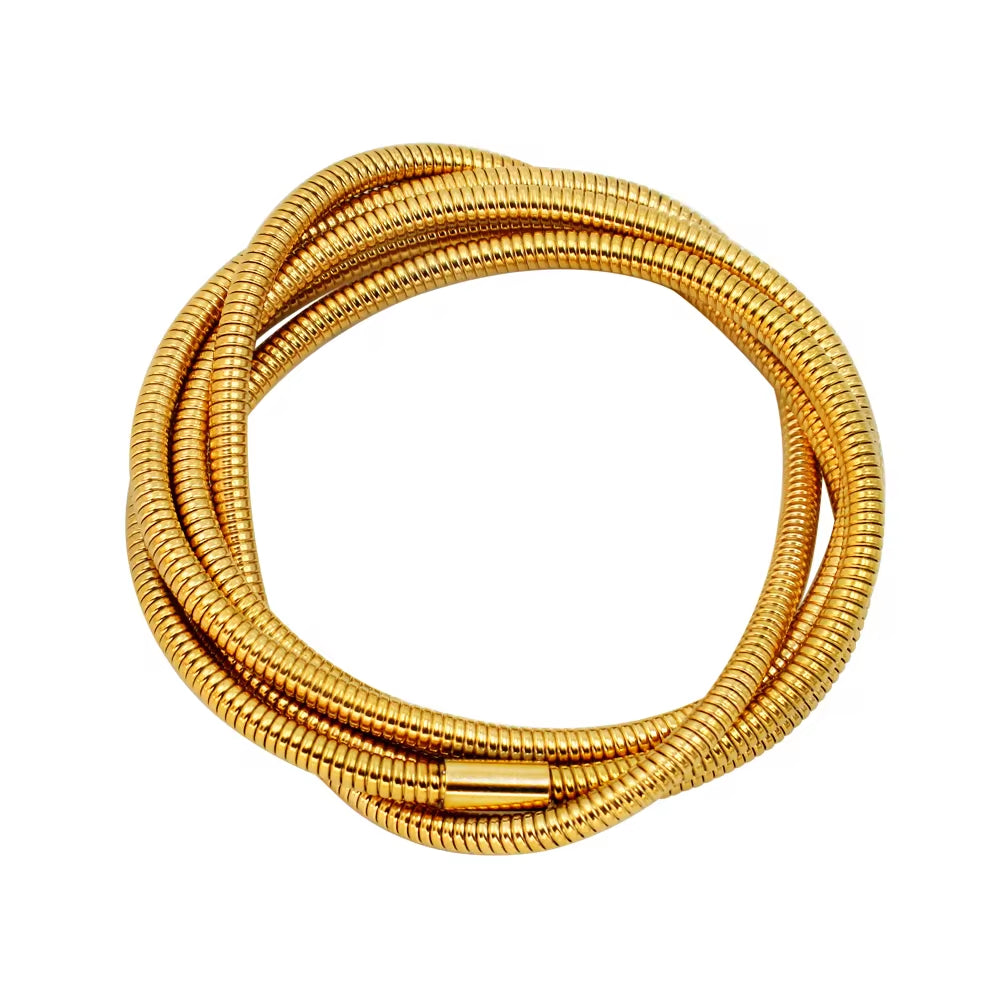 Trendy Stainless Steel Multi-Layer Spiral Bracelet Fashion 18K Gold Plated Jewelry High Quality Low MOQ My Store