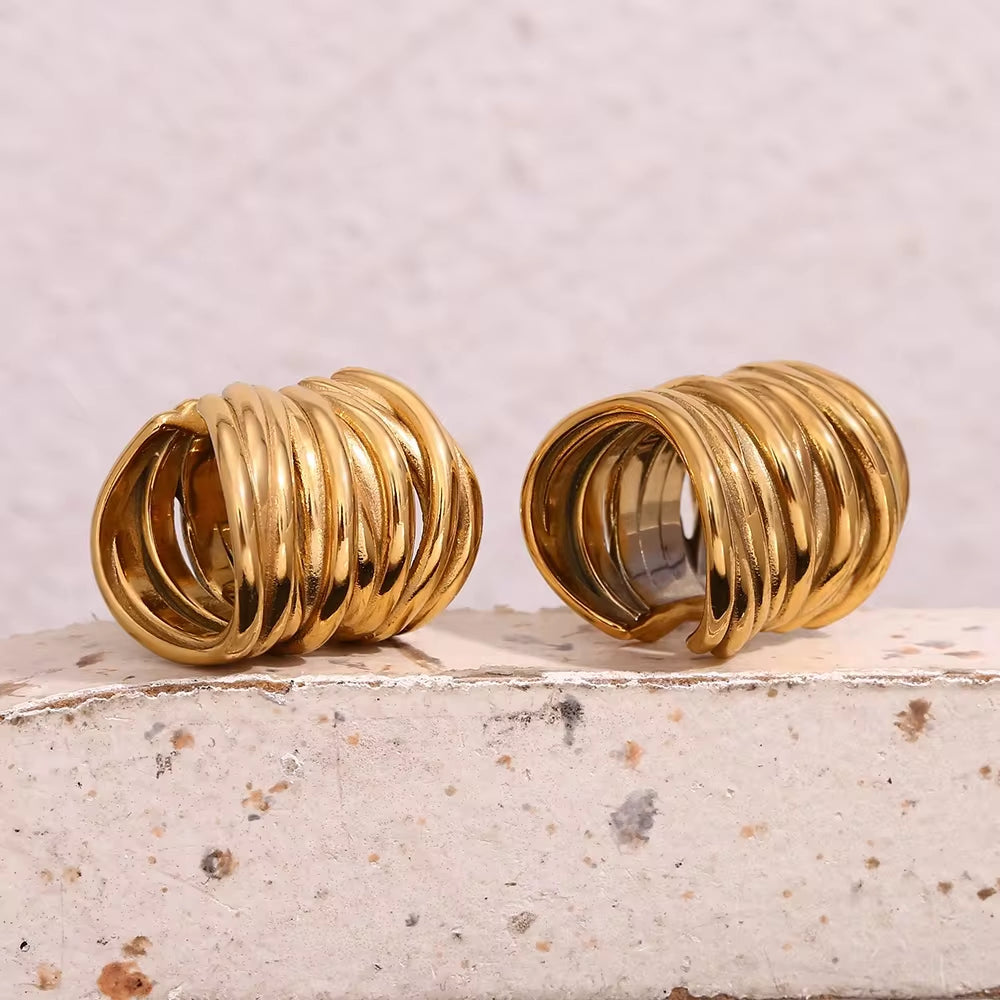 Vintage Multilayer Ear Cuffs Gold Plated Clip on Earrings Stainless Steel Jewelry Wholesale My Store