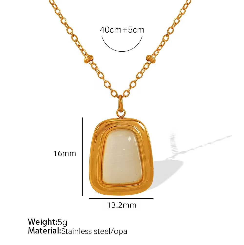 JEWELRY XL94-EH286 French Fashion Cat'S Eye Pendant Necklace Earrings Women Jewellery Set Gold Plated 18K My Store