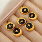 JEWELRY EH290 Wholesale Lace Disc Off-Center Black Oil Drip Mansion Fashion Simple Gold Plated Earrings My Store