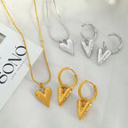 JEWELRY XL89-EH256 Simple Fresh Scenic Face Heart Necklace Earrings Heart Shape Texture Earrings Collarbone Chain Set My Store
