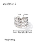 Simple Metally 18K PVD Gold Plated Stainless Steel Multi Layer Geometric Cross Open Adjustable Rings for Women My Store