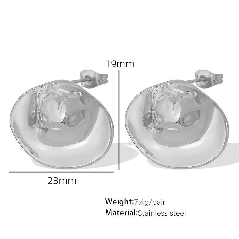 JEWELRY EH185 New Cold Wind Pleated Irregular Exaggerated Earrings Stainless Steel Gold-Plated 18K Earrings My Store