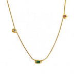 JEWELRY XL32 Scandinavian New Simple Gemstone Set French Vintage Collarbone Stainless Steel Necklace My Store