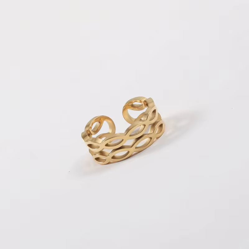 Stainless Steel Jewelry Wholesale 18K Gold Plated Double-Layer Bight Open Rings for Women Fashion Jewelry My Store
