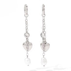 18K Gold Plated Stainless Steel Jewelry Tassel Heart Fresh Water Pearl Cubic Zirconia Drop Earrings for Womens My Store