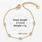 Fine Jewelry Non Tarnish Ankle White Gold Drip Zircon Women Stainless Steel Anklet My Store