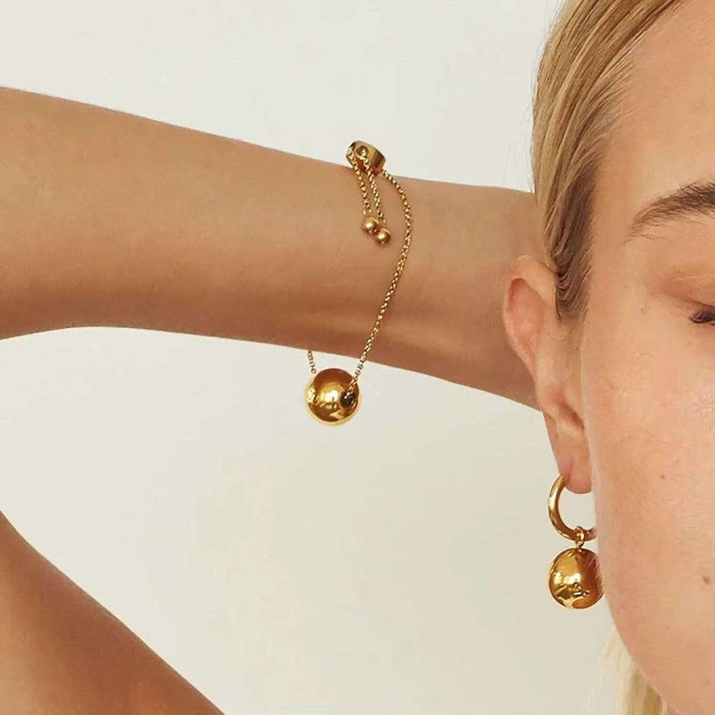 Drop Shipping Ins Ball Pendant Ring Earrings Necklace Stainless Steel Gold Plated Jewelry Accessories Set for Women My Store