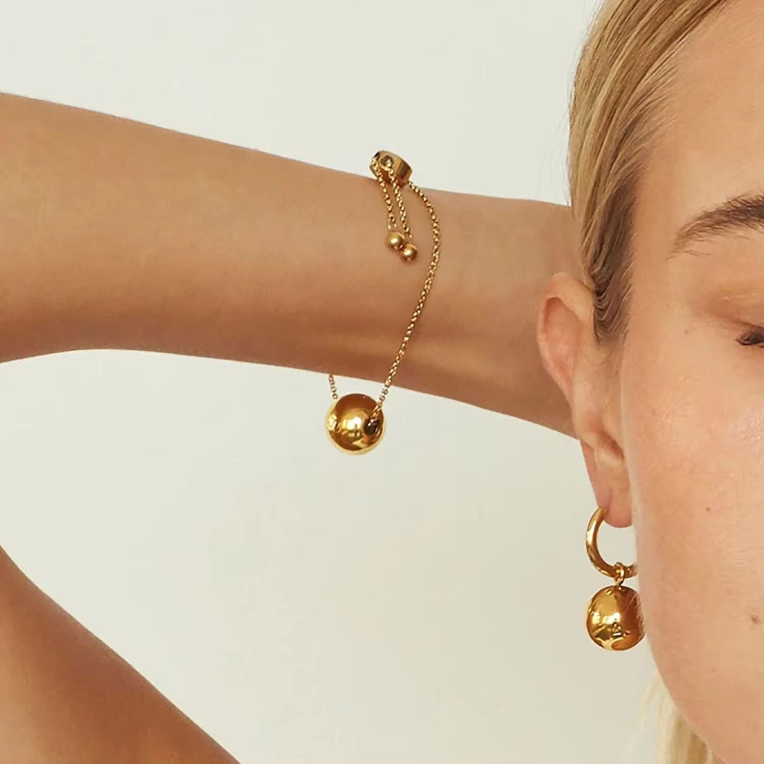 Drop Shipping Ins Ball Pendant Ring Earrings Necklace Stainless Steel Gold Plated Jewelry Accessories Set for Women My Store