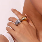 Water Drop Crystal Rhinestone Statement Rings Gold Plated Jewelry Waterproof Stainless Steel Rings My Store