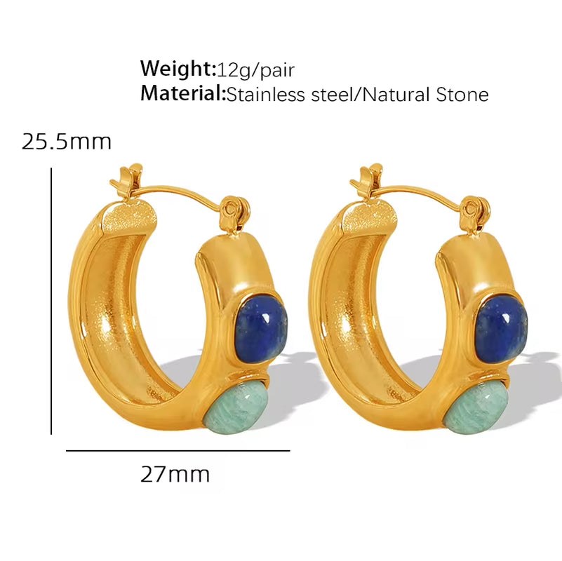 JEWELRY EH152 High Quality Wholesale Custom Cheap Vintage Square Stone Set Natural Stone Earrings My Store