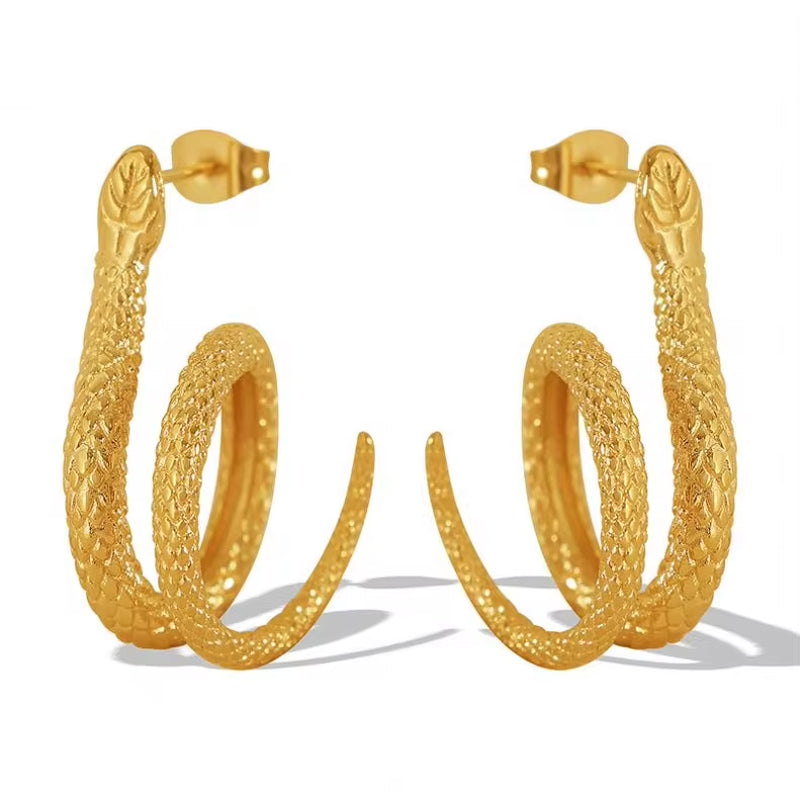 JEWELRY EH195 Korean Version of the Earrings Temperament Small Snake Hundred with Earrings Simple Gold-Plated 18K My Store