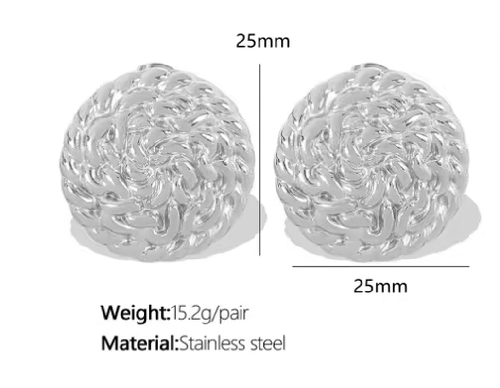 JEWELRY EH189 the Newest Stainless Steel 18K Gold Earrings French Vintage Disc Embossed Earrings for Women My Store