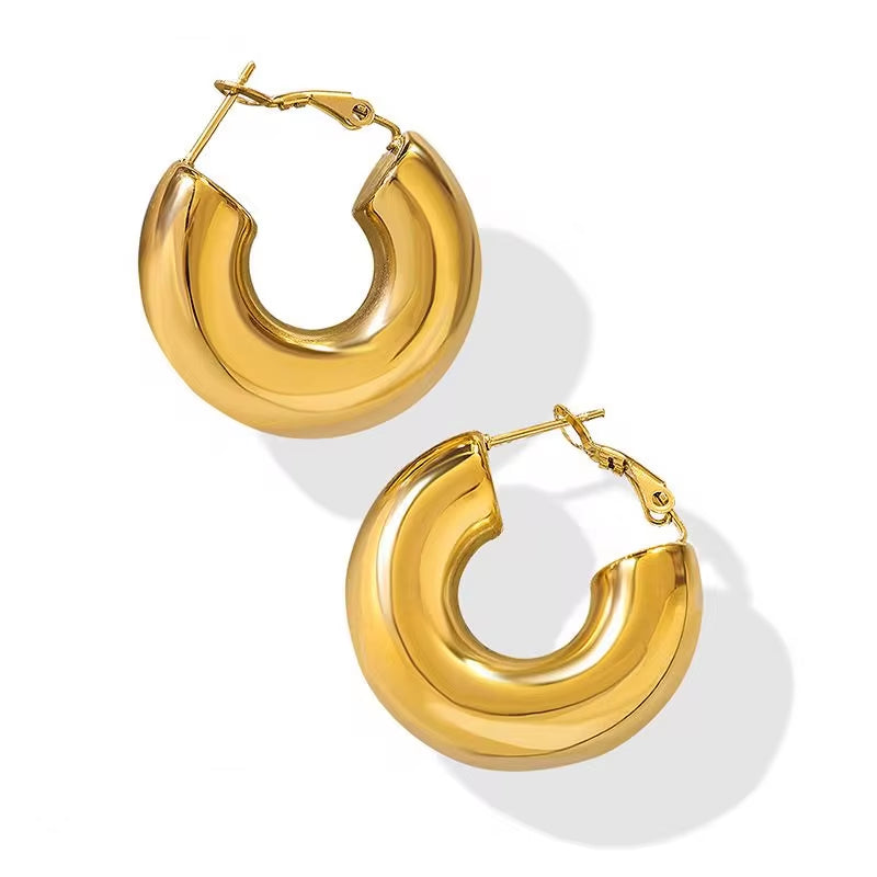 Vintage Jewelry Bulk Wholesale Luxury Stainless Steel 18K Gold Plated Custom Geometric Large Hoop Earrings Set Women My Store