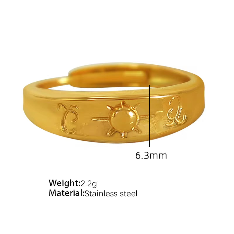 JEWELRY JZ06-11 Japan and South Korea Simple Stainless Steel 18K Gold Hollow Geometric Lines Open Ring for Women My Store