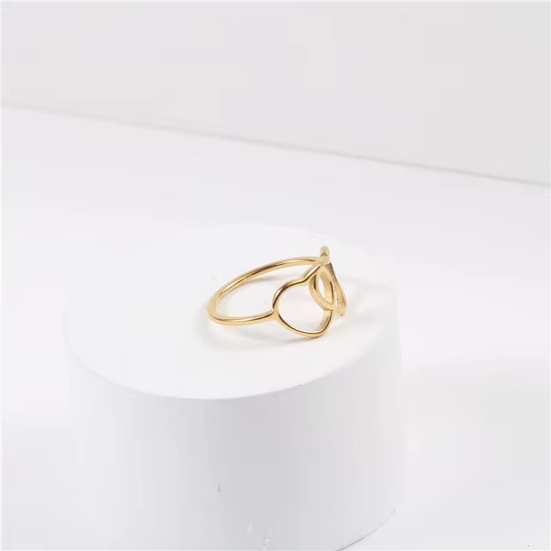 High End 18K PVD Gold Plated Double Heart Rings Stainless Steel Jewelry Women Gift My Store