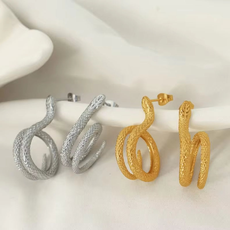 JEWELRY EH195 Korean Version of the Earrings Temperament Small Snake Hundred with Earrings Simple Gold-Plated 18K My Store