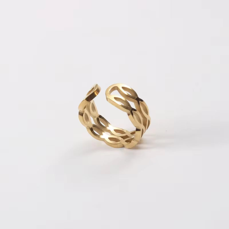 Stainless Steel Jewelry Wholesale 18K Gold Plated Double-Layer Bight Open Rings for Women Fashion Jewelry My Store