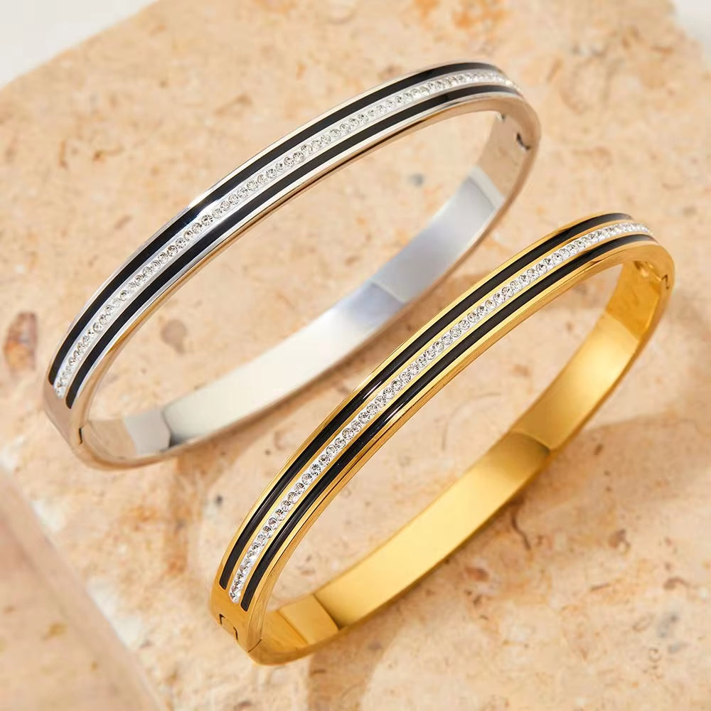 Charm CZ Rhinestone Pave Stainless Steel Cuff Bracelet Bangle Jewelry My Store