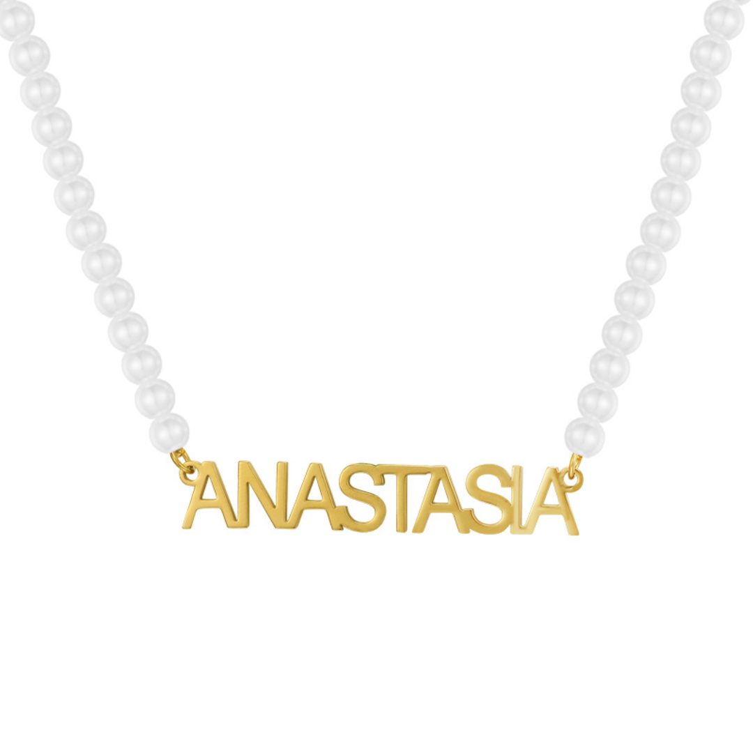 Custom/Personalized Pearl Nameplate Necklace Lee