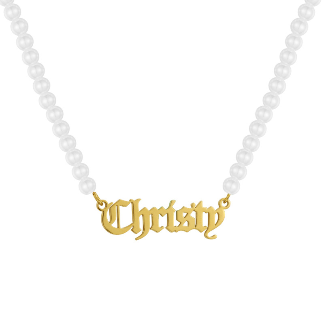 Custom/Personalized Pearl Nameplate Necklace Lee