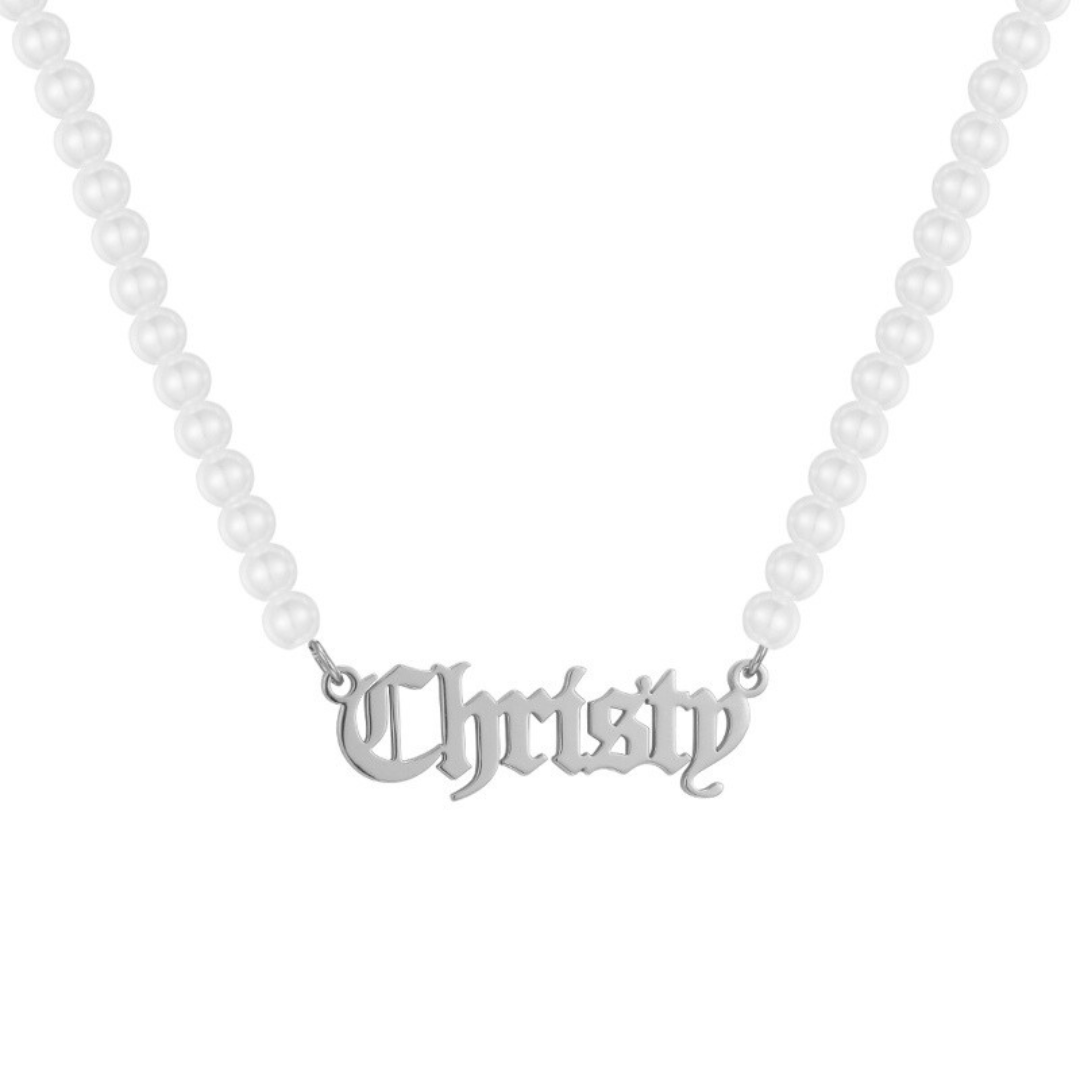 Custom/Personalized Pearl Nameplate Necklace Lee