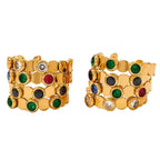 Waterproof Charm Fashion Jewelry 18K Gold Plated Stainless Steel Green Colorful Cubic Zirconia Hoop Earrings Women My Store