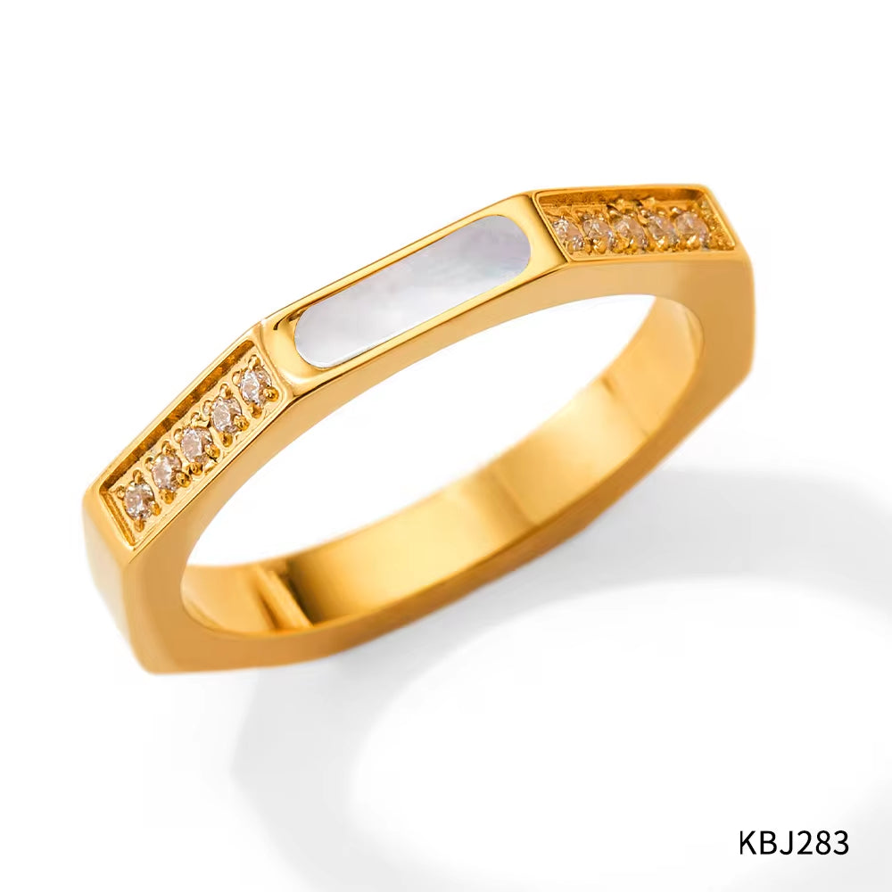 Clear Jewelry Diamond Cz 18K Gold Plated Luxury Shell Ring for Woman Zircon Ring My Store