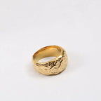 FANJIN Jewelry Wholesale 18K Gold Plated Band Meteor Crater Chunky Stainless Steel Rings for Women Statement Rings My Store