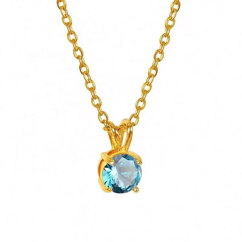 JEWELRY XL68 French Style Collarbone Chain Natural Gemstone Pendant Collarbone Necklace Stainless Steel Necklace My Store