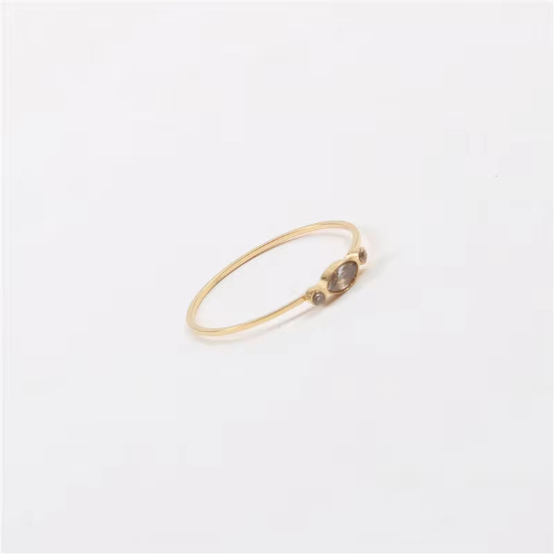 Ins Hot High End 18K Gold Plated Dainty Glass Rings for Women Trendy Jewelry My Store