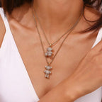 Shining Zircon Party Jewelry Cute Bear Pendant Necklace Gold Plated Rope Chain Necklace Stainless Steel My Store