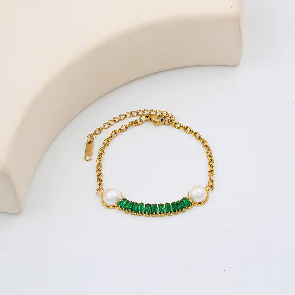 Stainless Steel Pearl Zircon Pendant Necklace for Women Jewelry Fashion Luxury Statement Necklace My Store