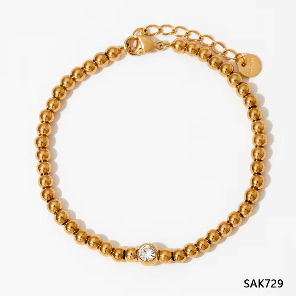 Minimalist 4Mm Beads Charm Necklace Tarnish Free Bead Chain Bracelet Necklace Jewelry Set for Women My Store