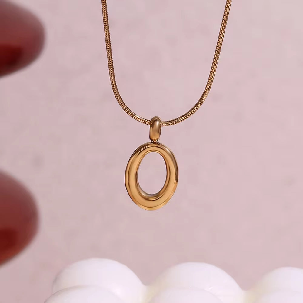 Minimalist Snake Chain O Shape Pendant Necklace Gold Plated Jewelry Stainless Steel Necklace My Store