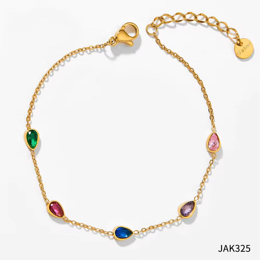 Fine Jewelry Non Tarnish Ankle White Gold Drip Zircon Women Stainless Steel Anklet My Store