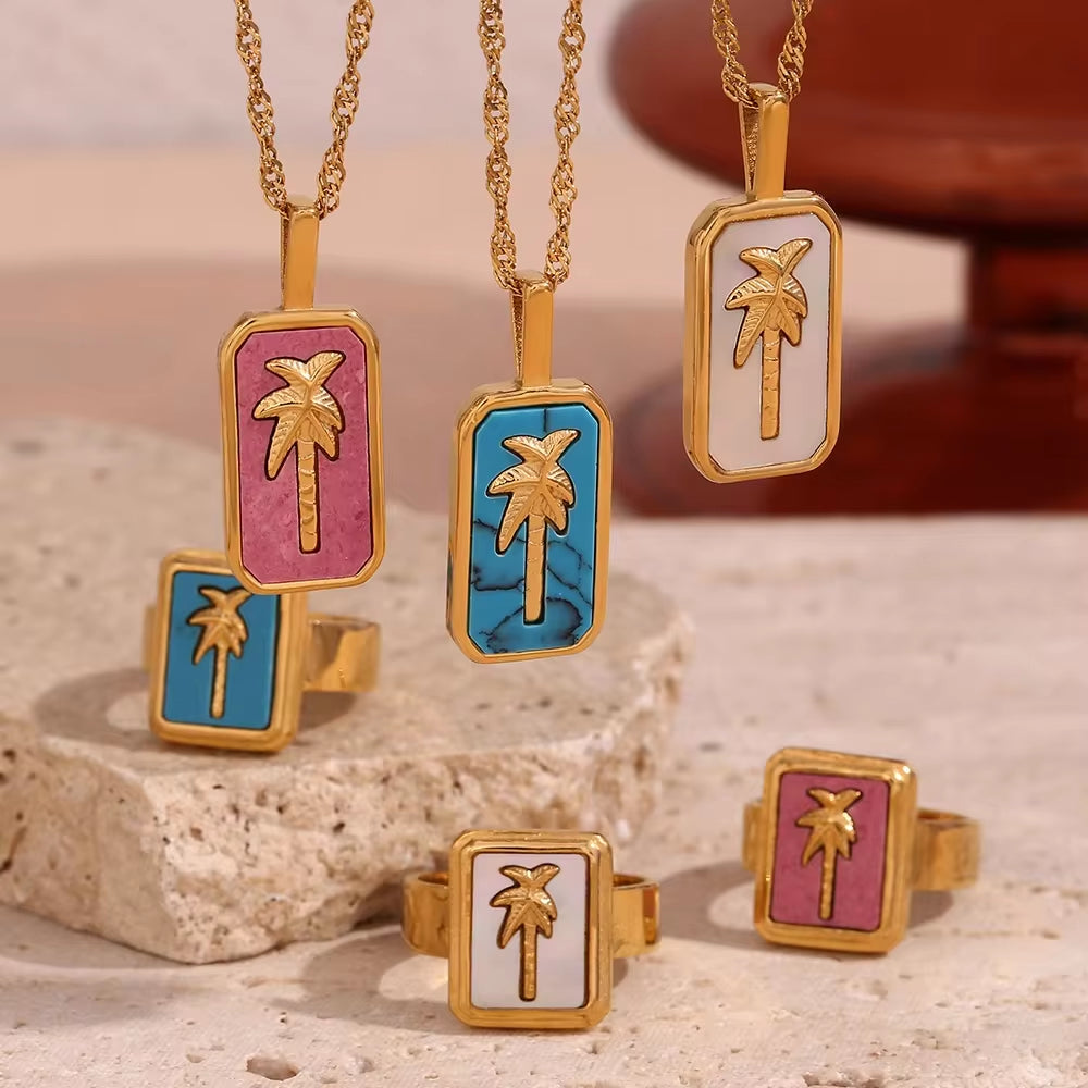 Spring 2024 Fashion Colorful Enamel Coco Pendant Necklace Gold Plated Tarot Necklace Stainless Steel Jewelry My Store
