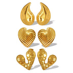 JEWELRY EH EH177-9 High Quality Wholesale Custom Cheap French Fashion Pleated Textured Heart Drop Earrings My Store