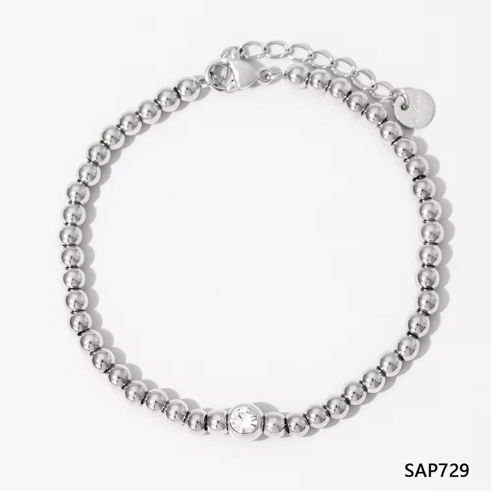 Minimalist 4Mm Beads Charm Necklace Tarnish Free Bead Chain Bracelet Necklace Jewelry Set for Women My Store