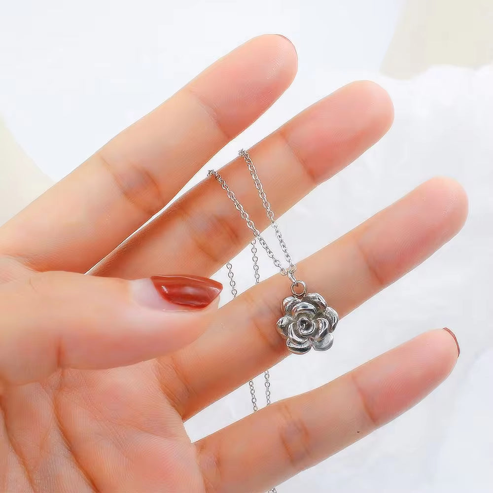 Lotus Pendant Necklace Fashion 316L Stainless Steel Necklace Jewellery Lotus Flower Necklace for Women Girl My Store