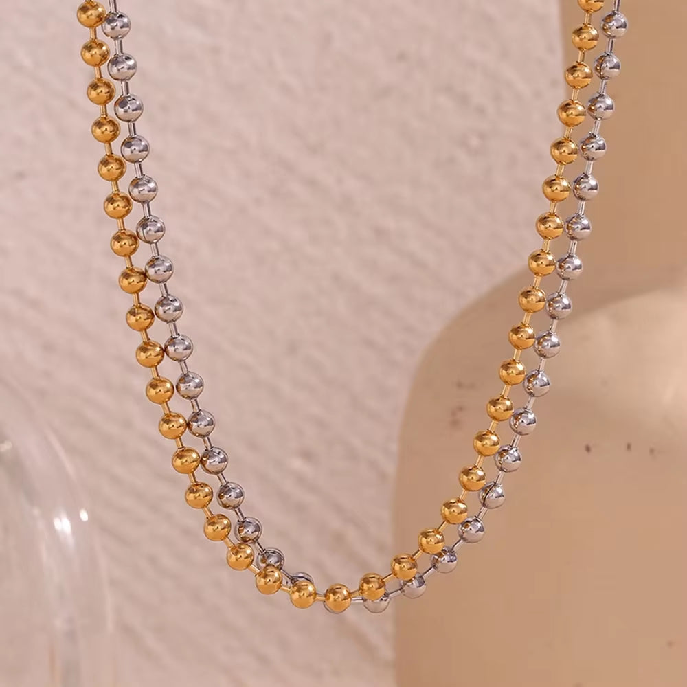 Stainless Steel Bead Necklace Waterproof Gold Plated Jewelry anti Tarnish Chain Necklace Choker My Store