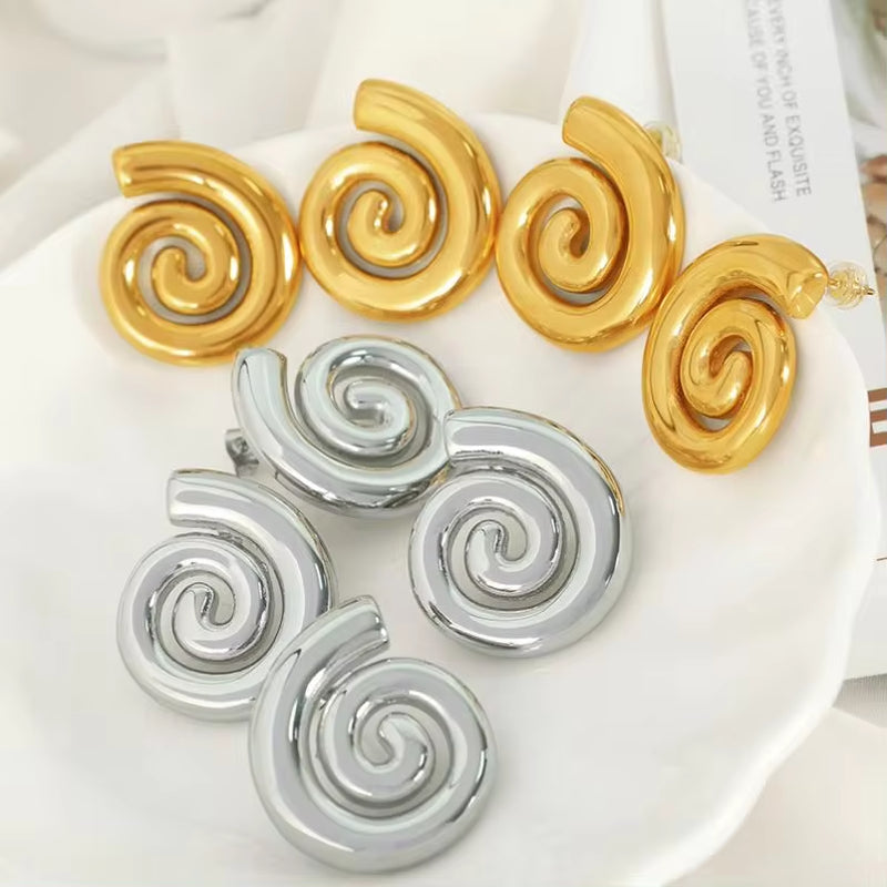 JEWELRY EH165 Made in China Vintage Stainless Steel 18K Gold Plated Swing Back Conch Earrings for Women My Store