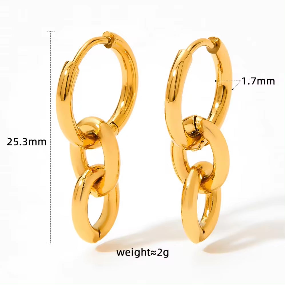 2024 Hip Hop Punk Chunky Cuban Link Chain Long Hanging Aesthetics Bijoux Gold Color Thick Oval Curb Chain Link Drop Earrings My Store