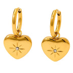 Wholesale Custom Pvd 18K Gold Plated Stainless Steel Jewelry North Star Heart Dangle Charm Hoop Earrings My Store