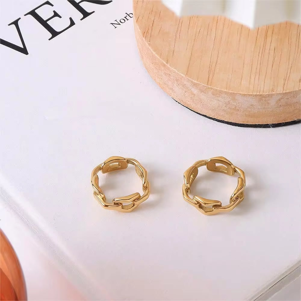 Selling 18K Gold Plated Stainless Steel Thick Curb Cuban Chain Rings for Lady and Men My Store