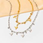 2024 Women Gold Plated Paper Clip Chain Bracelet Swallow Bird Pendant Necklace Jewelry Set My Store